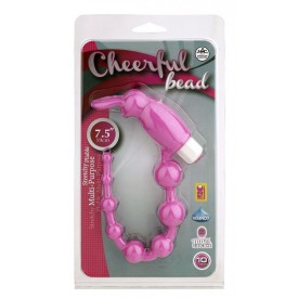 Розовая анальная цепочка с виброзайкой на кончике CHEERFUL BEAD RABBIT