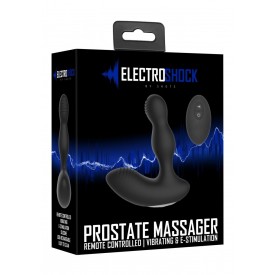 Черный массажер простаты с электростимуляцией и пультом ДУ Prostate massager