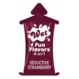 Разогревающий лубрикант Fun Flavors 4-in-1 Seductive Strawberry с ароматом клубники - 10 мл.